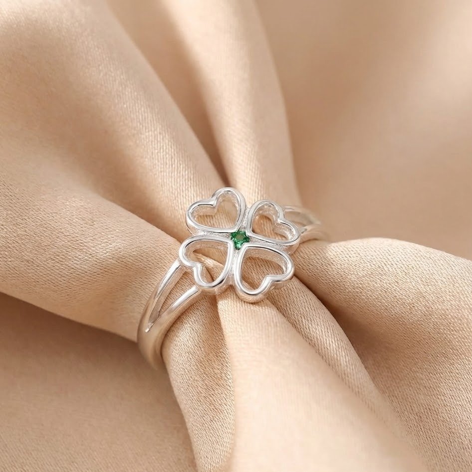 Anel Trevo Verde Menta