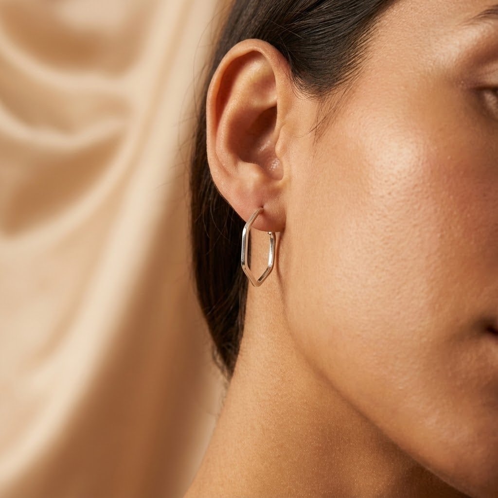 Brinco Argola Sextavada Fio Quadrado