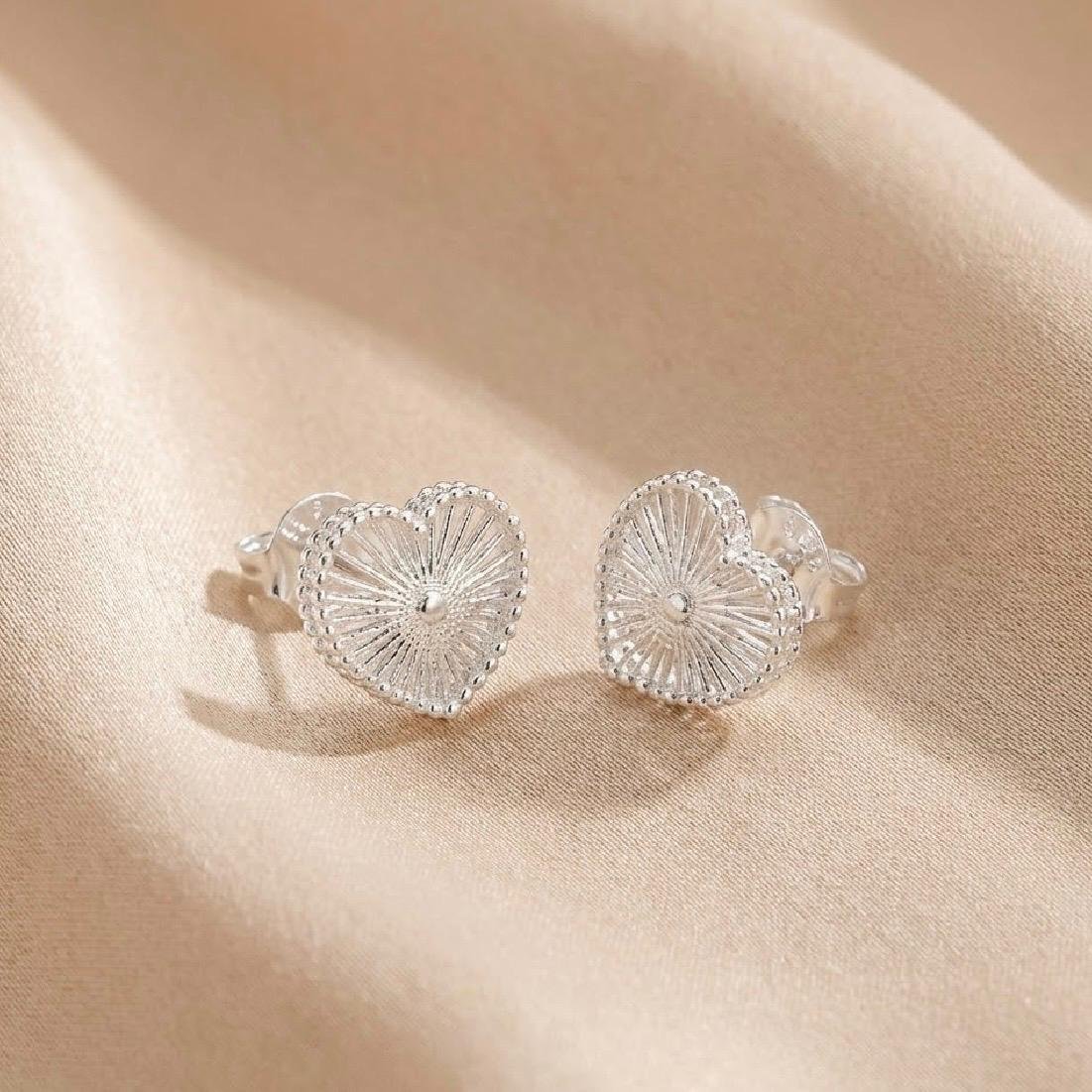 Brinco Coração Prata 925 Renda Italiana