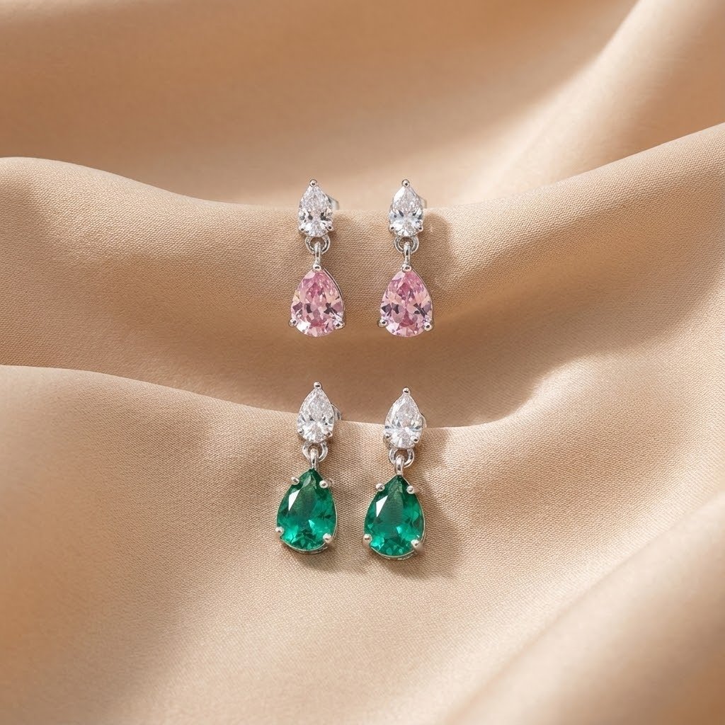 Brinco Gota Dupla Zircônia