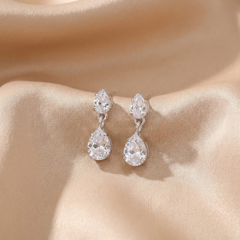 Brinco Gota Dupla Zircônia