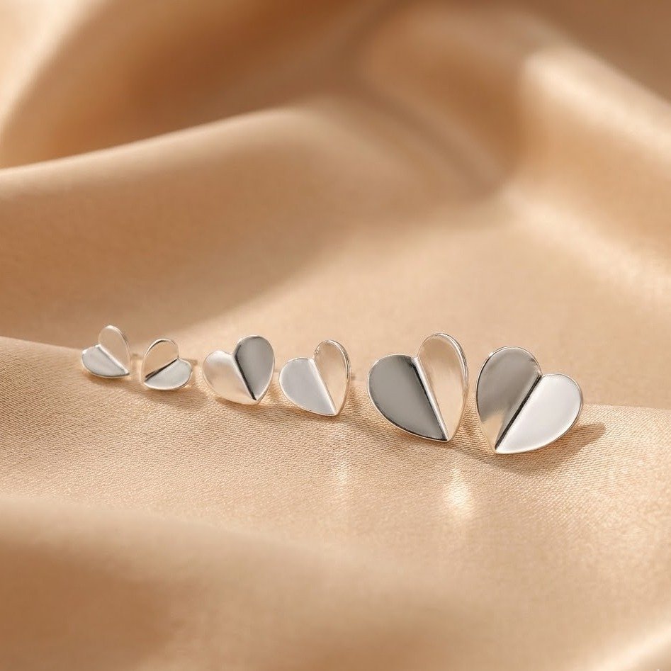 Brinco Trio Corações Origami