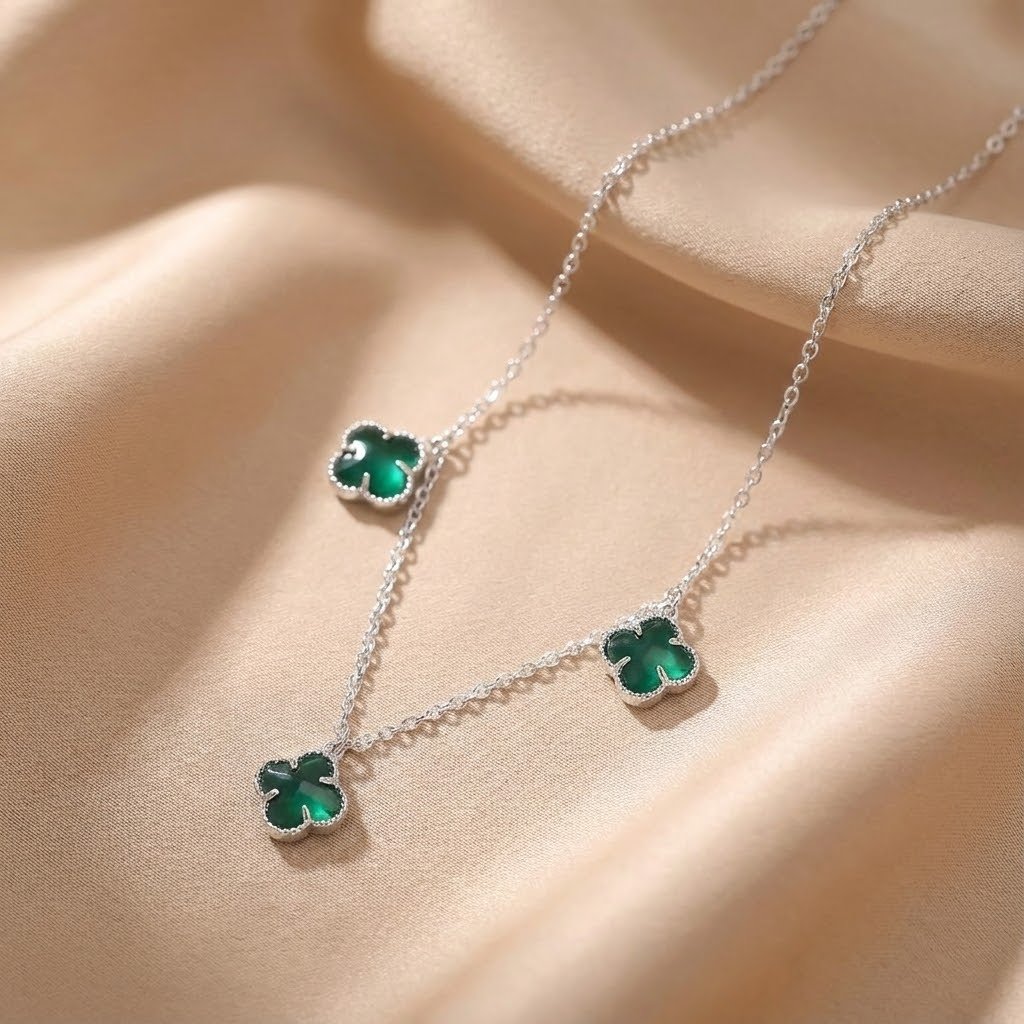 Colar 3 Trevos Verde Sorte