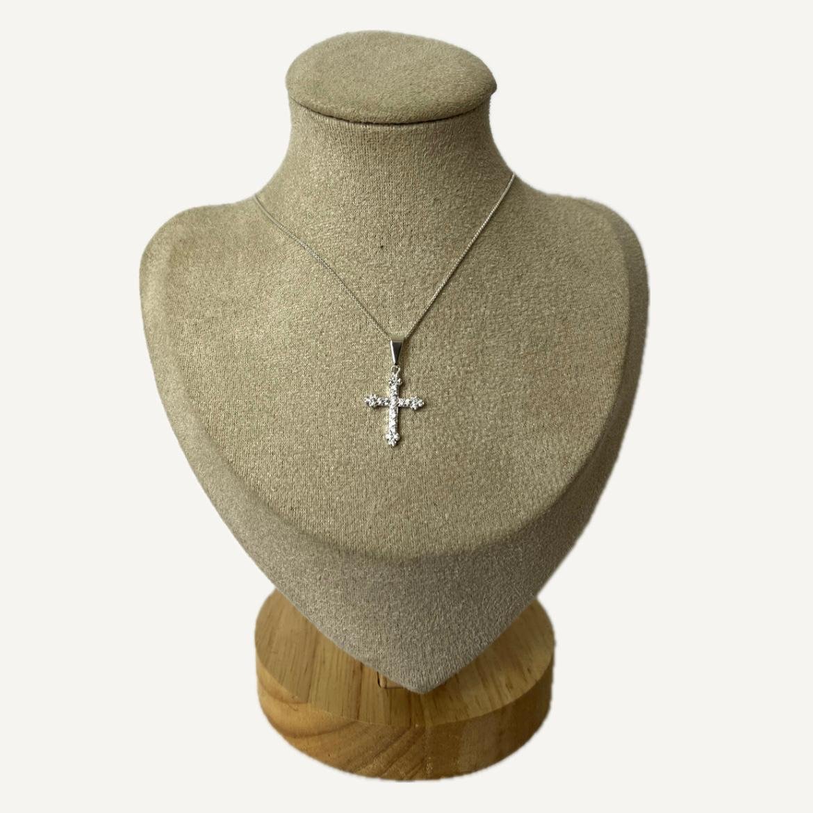 Colar de Prata 925 Cruz Cravejada