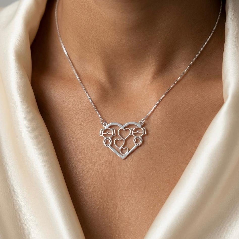 Colar Filhos Coração Vazado