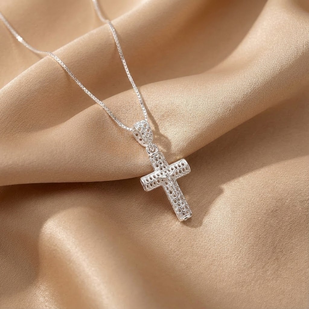 Colar Mini Cruz Cristo Prata 925 40cm