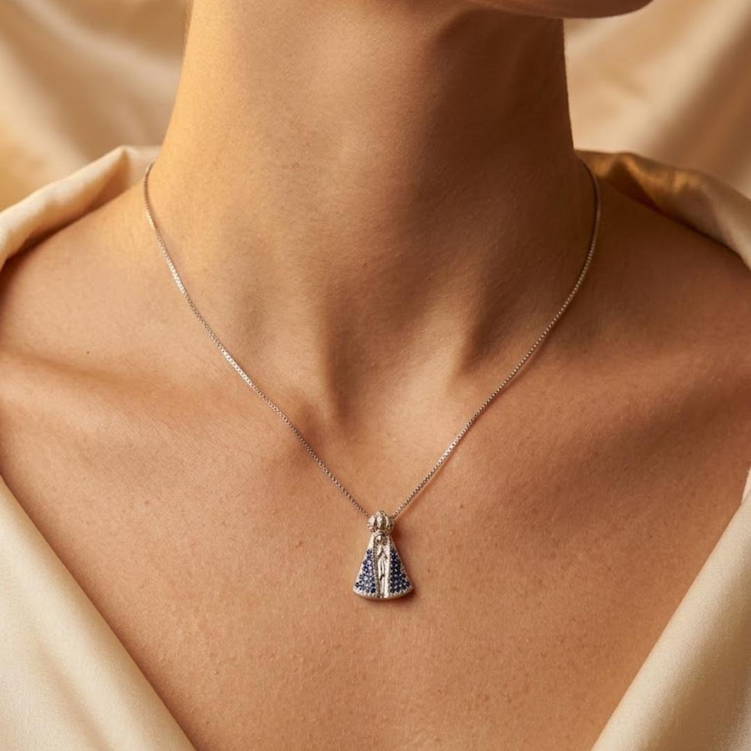 Colar Nossa Senhora Aparecida Manto Azul