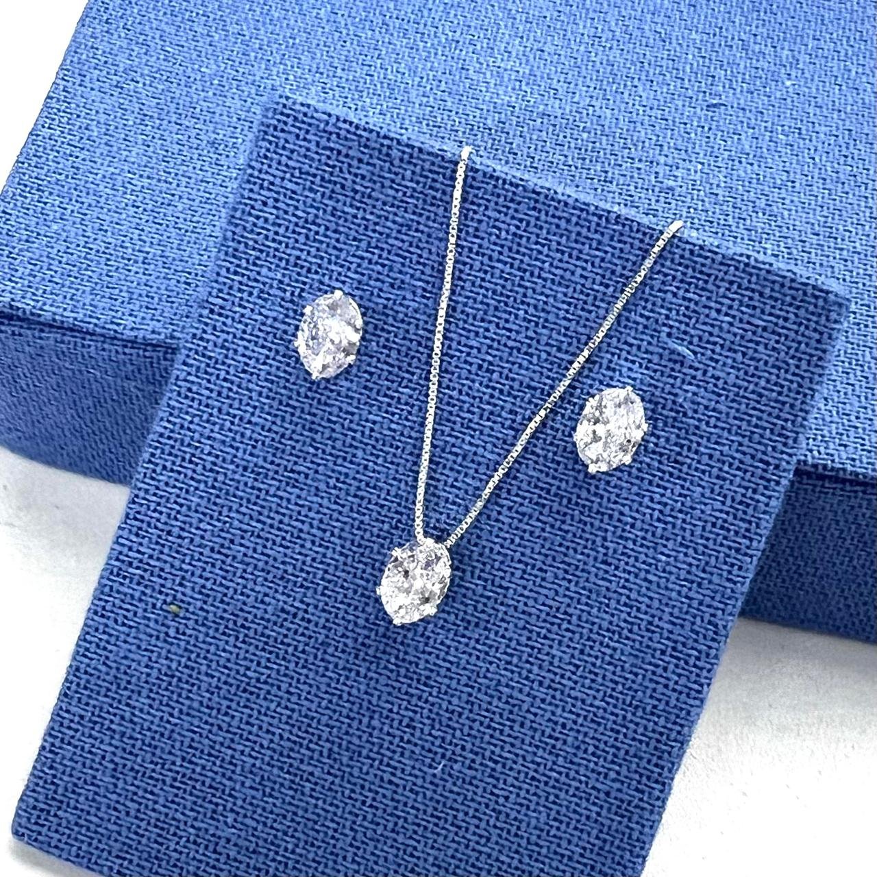 Conjunto Ponto de Luz Zirconia Oval