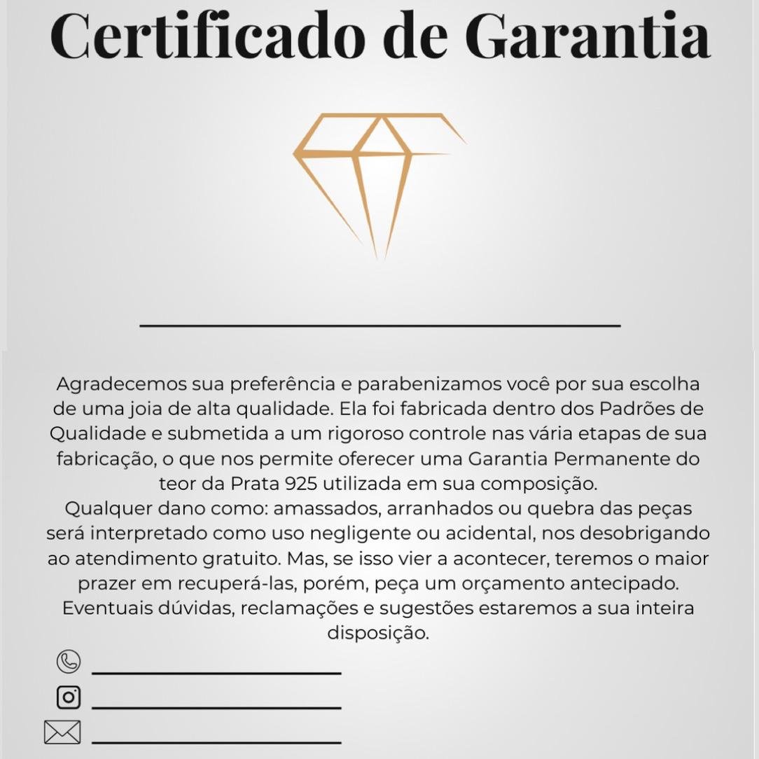 Kit 50 Cartões Certificado de Garatia Jóias em Prata 925