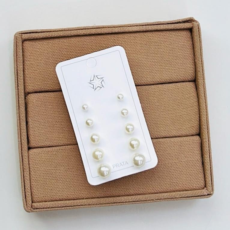 Kit Brincos Quíntuplo Pérolas Prata 925