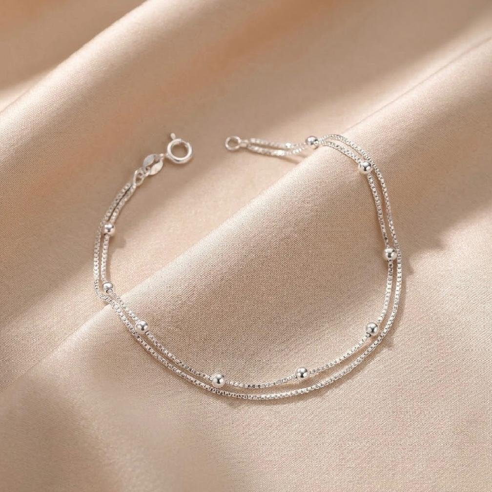 Pulseira Dupla Bolinha e Veneziana